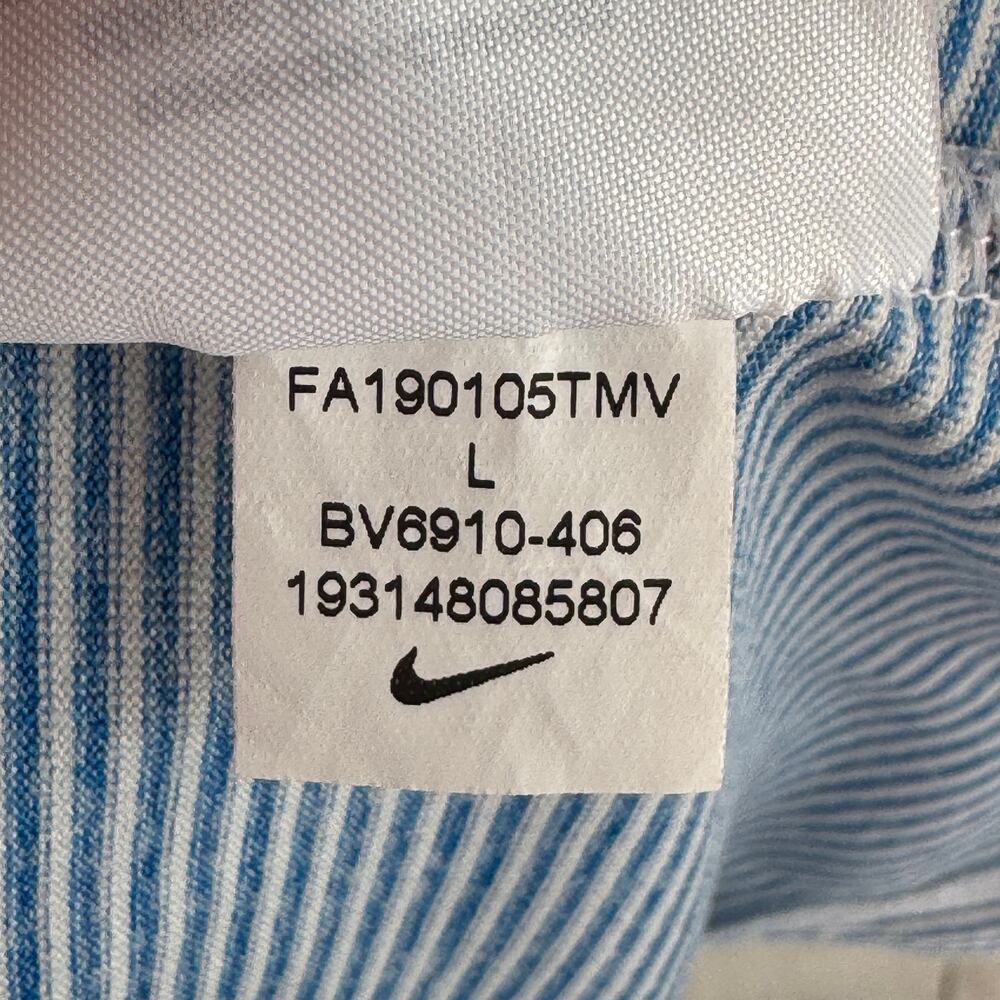 Nike Blue/White Vapor Striped Dri-fit Stretch Short Sleeve Golf Polo Size Large - Picture 6 of 11